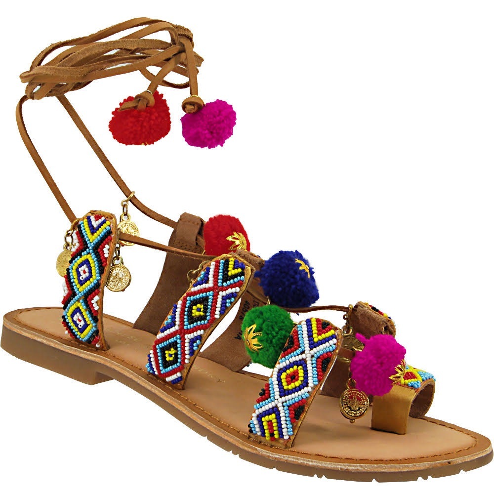 Leather Pom Pom Sandal - Picture 5 of 8